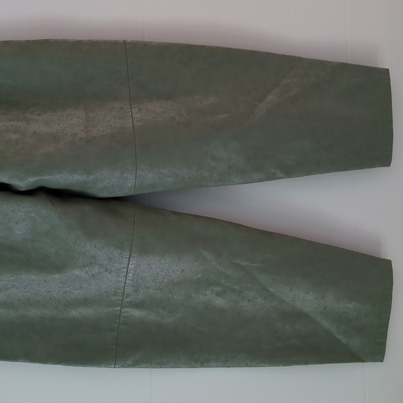 Mango faux leather Sage Green High-Waisted Streetwear Barel Contemporary Pants - Picture 11 of 13